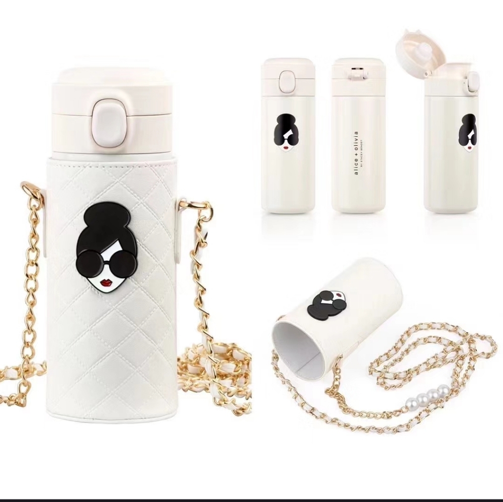 Alice + Olivia water tumble / bottle with case and chain.
